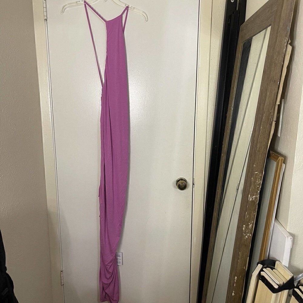 NEW ASOS one shoulder cinched bodycon maxi dress fuschia pink size US 14 - Picture 4 of 8